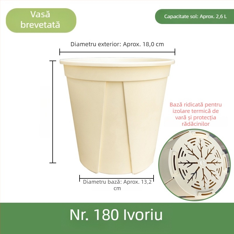 Ghiveci din plastic alb pentru uz casnic – aerisire, control al rădăcinilor și protecție împotriva putrezirii; potrivit pentru trandafiri și hortensii; dimensiune de galon.