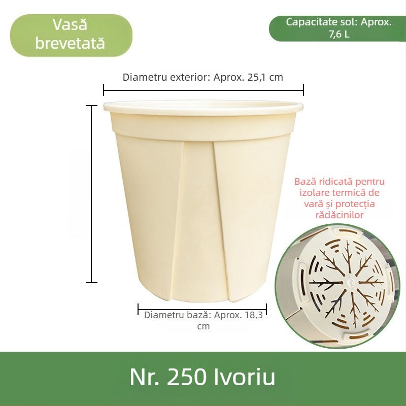 Ghiveci din plastic alb pentru uz casnic – aerisire, control al rădăcinilor și protecție împotriva putrezirii; potrivit pentru trandafiri și hortensii; dimensiune de galon.