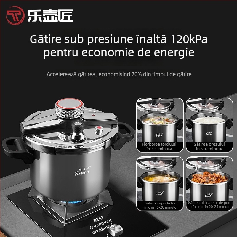 Vas sub presiune din titan pur, antibacterian, rezistent la explozie, pentru uz casnic, compatibil cu aragazuri pe gaz și inducție, cu fund triplu-strat, compact