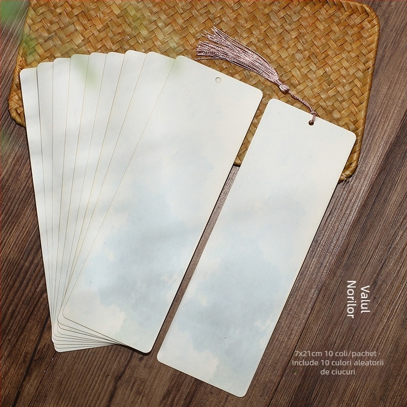 Semn de carte din hârtie de orez, stil antic, DIY scris de mână, cu ciucuri