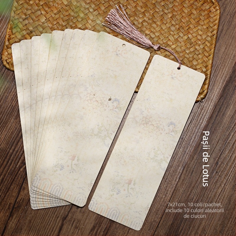 Semn de carte din hârtie de orez, stil antic, DIY scris de mână, cu ciucuri