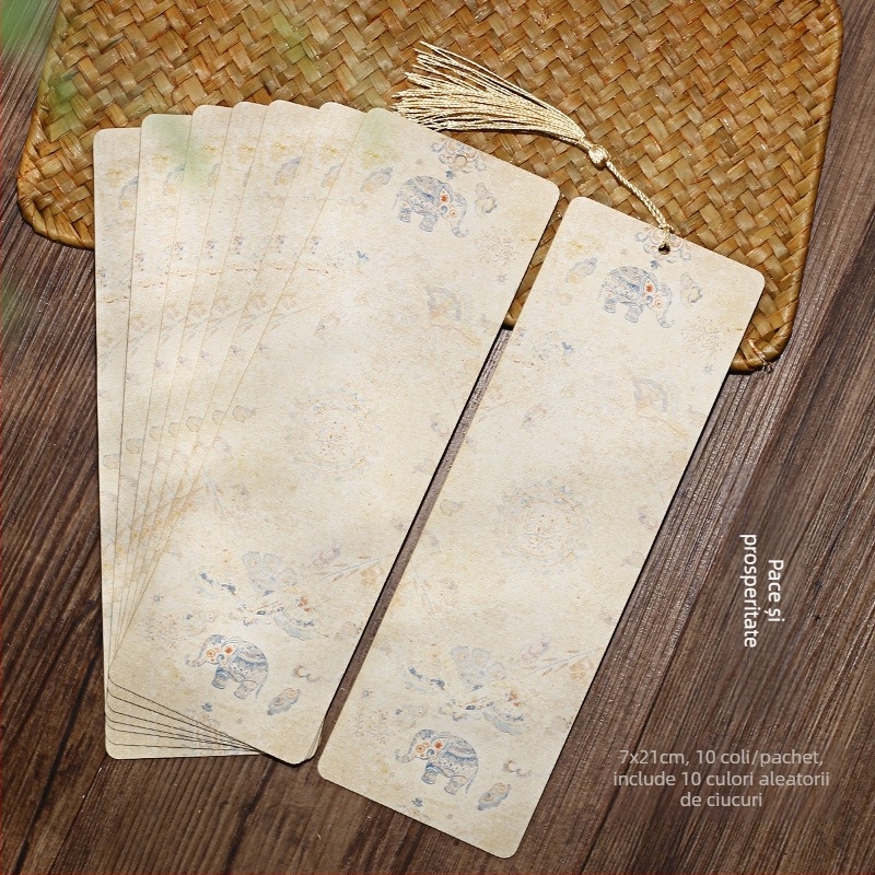 Semn de carte din hârtie de orez, stil antic, DIY scris de mână, cu ciucuri