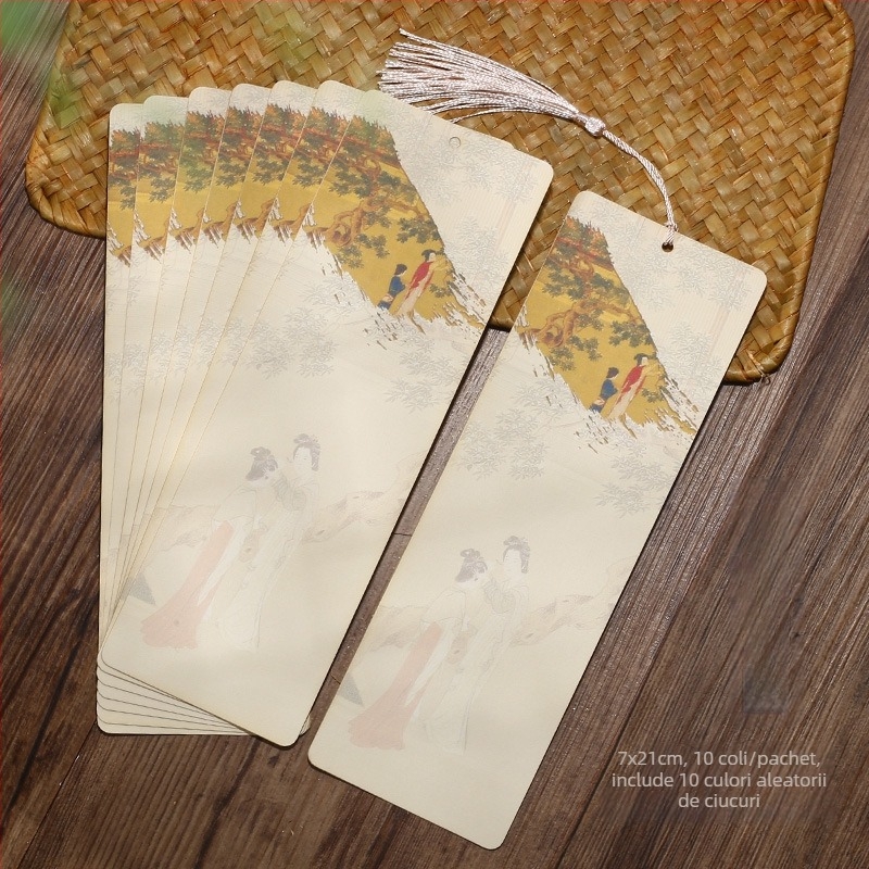 Semn de carte din hârtie de orez, stil antic, DIY scris de mână, cu ciucuri