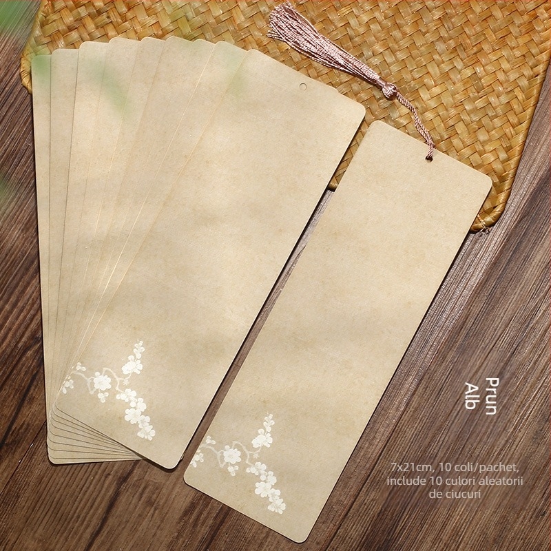 Semn de carte din hârtie de orez, stil antic, DIY scris de mână, cu ciucuri