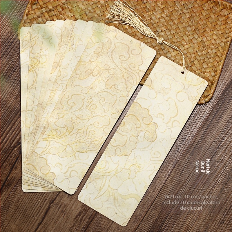 Semn de carte din hârtie de orez, stil antic, DIY scris de mână, cu ciucuri