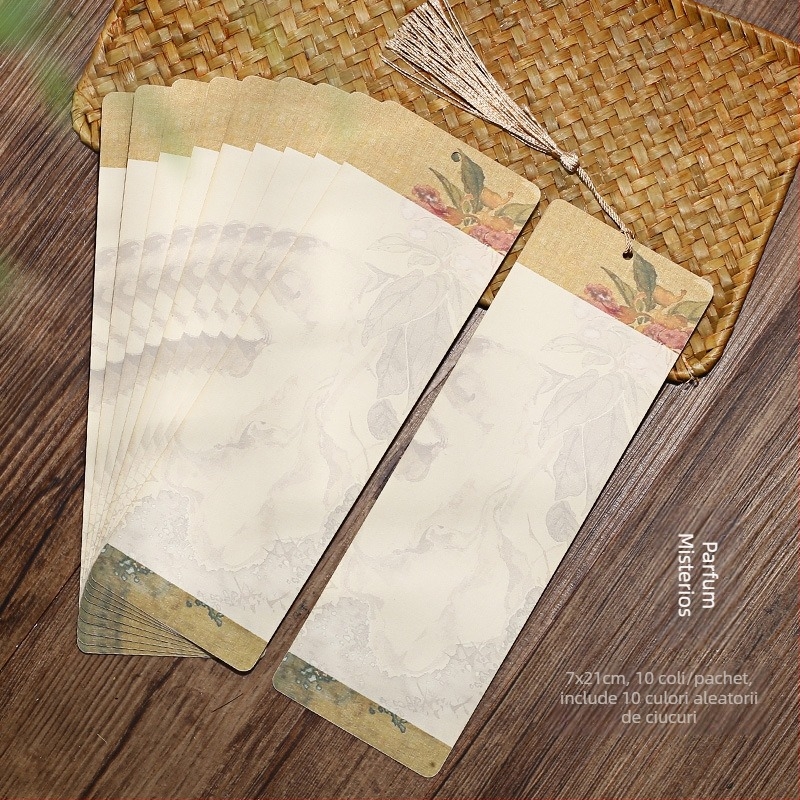 Semn de carte din hârtie de orez, stil antic, DIY scris de mână, cu ciucuri