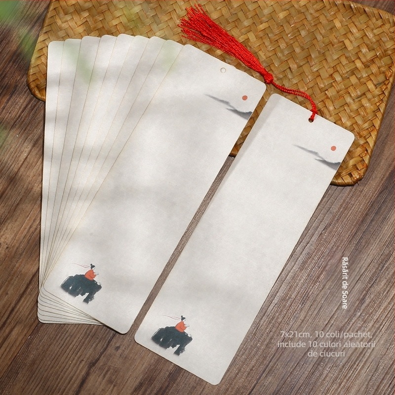 Semn de carte din hârtie de orez, stil antic, DIY scris de mână, cu ciucuri