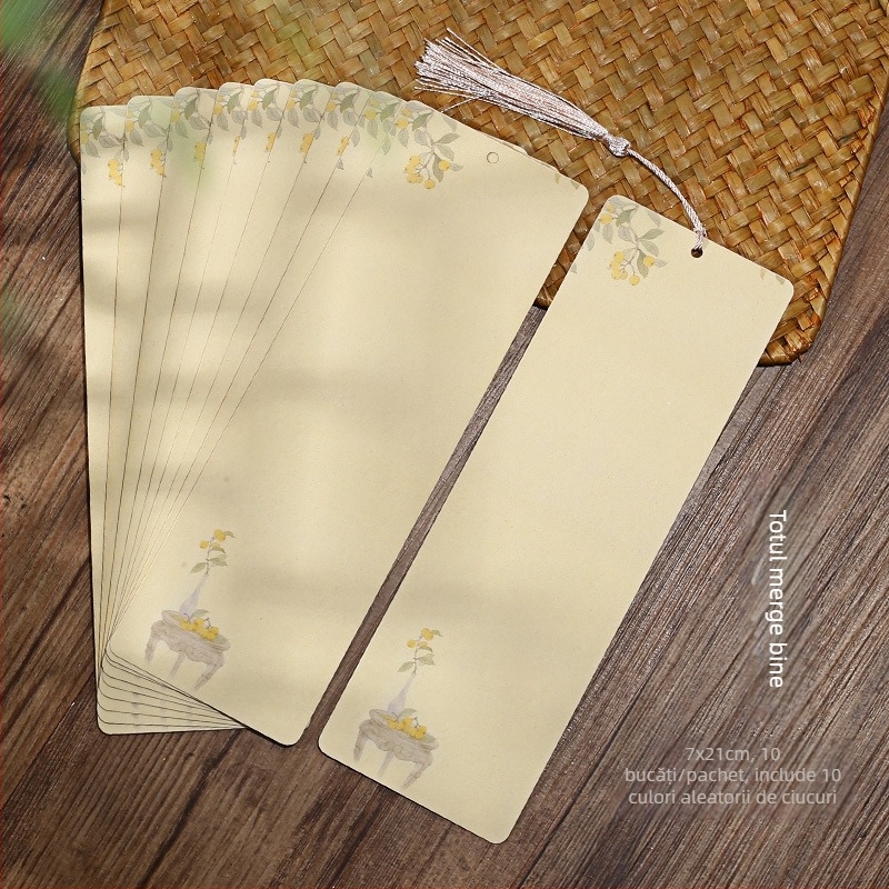 Semn de carte din hârtie de orez, stil antic, DIY scris de mână, cu ciucuri