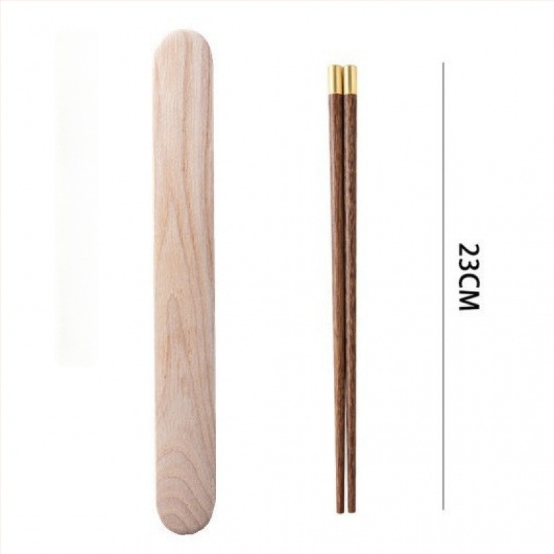 Bețișoare de bucătărie din lemn, pentru călătorii, cu lingură, într-o cutie portabilă – set de trei piese