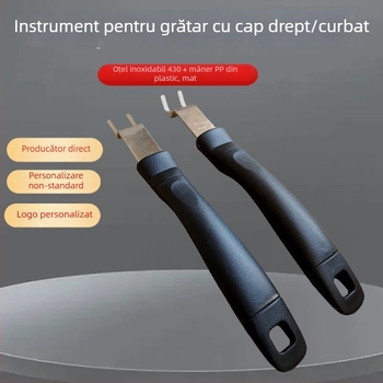 Unelte din oțel inoxidabil pentru grătar, cu mâner de 22 cm, bară de ridicare a plăcilor/grătarului și apucător pentru plasă, stil coreean