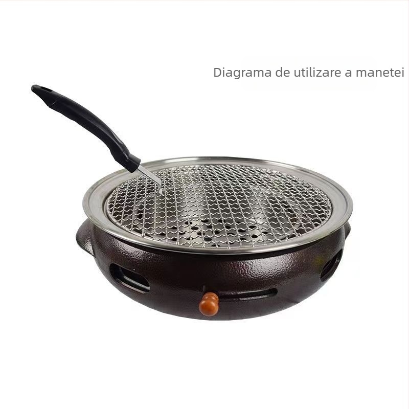Unelte din oțel inoxidabil pentru grătar, cu mâner de 22 cm, bară de ridicare a plăcilor/grătarului și apucător pentru plasă, stil coreean