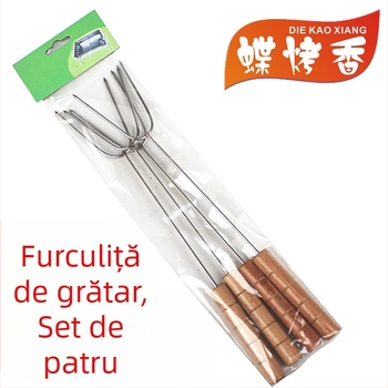 Furculițe din oțel inoxidabil, formă U, set 4 bucăți, pentru aripioare și pulpe de pui
