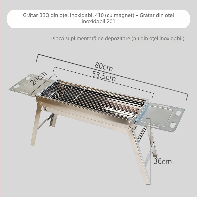 Grătar din oțel inoxidabil, grătar cu cărbune multifuncțional pentru uz casnic, set pliabil de unelte pentru grătar, pentru exterior