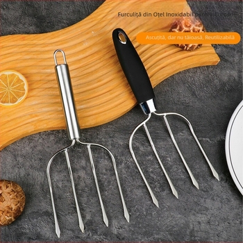 Furculă groasă din oțel inoxidabil pentru frigere: pui, curcan, pulpă de miel, grătar, frigărui, steak, miel fript, rață prăjită