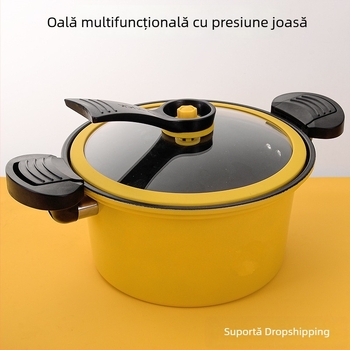 Oală sub presiune de 7L pentru supe, cu rață galbenă și capac transparent