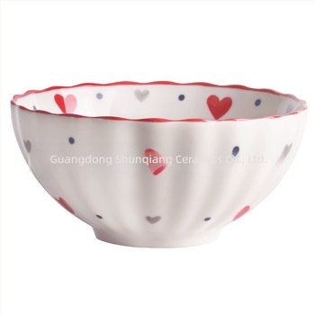 Bol de ceramică pentru masă, stil pastoral vintage, motiv căpșună, design creativ și drăguț, capacitate mare