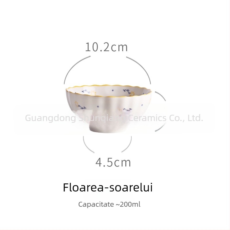 Bol de ceramică pentru masă, stil pastoral vintage, motiv căpșună, design creativ și drăguț, capacitate mare