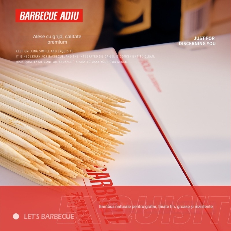 Bețe de frigărui din bambus, de calitate alimentară, de unică folosință, lucrate manual, pentru frigărui de miel