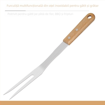 furculiță pentru grătar din oțel inoxidabil, portabilă, mare, în stil coreean