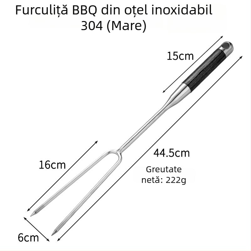 Hong Junda Furculă de grătar din oțel inoxidabil 304 pentru exterior – furculiță pentru fripturi, pui întreg și carne la grătar, unealtă pentru grătar