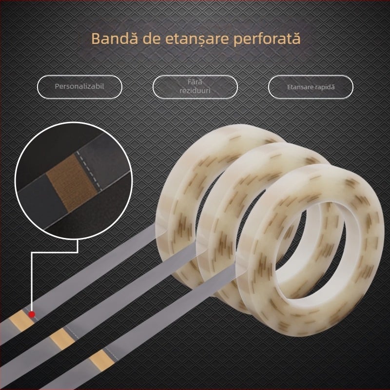Bandă perforată de etanșare pentru borcane de copt și cutii de biscuiți, suport PE, fără reziduuri de adeziv, tip perforare la rupere