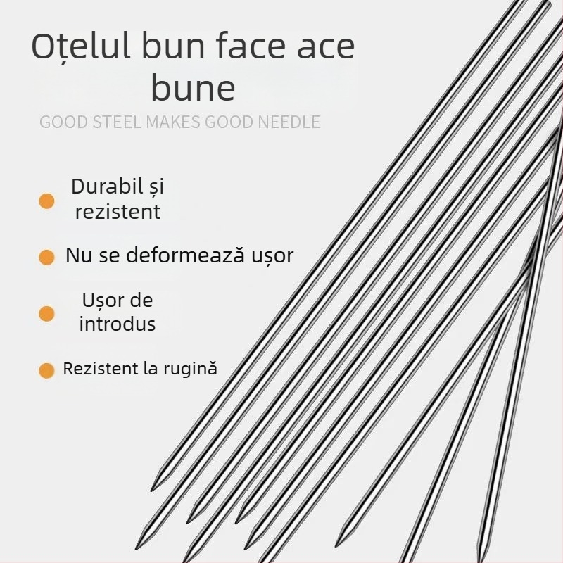 Bețe pentru grătar din oțel inoxidabil – plate și rotunde, set îngroșat pentru frigărui de miel la exterior