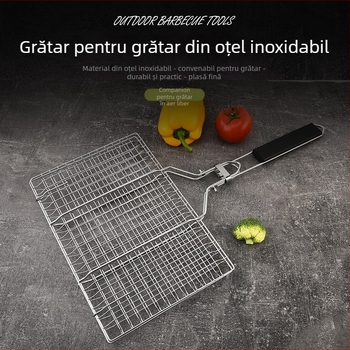 Grătar din oțel inoxidabil pliabil, portabil și demontabil, pentru pește și legume, oțel inoxidabil 430