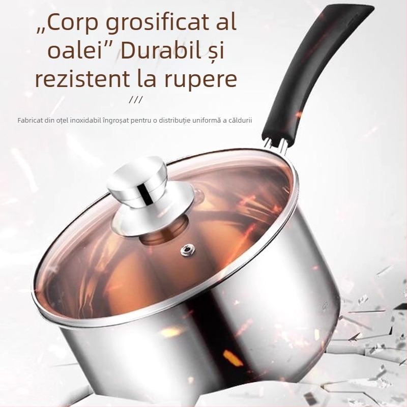 Oală din oțel inoxidabil gros, pentru lapte, abur și supă, uz casnic, 1,1–2 L