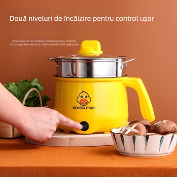 Mini oală electrică Little Yellow Duck – Totul într-unul, vas antiaderent, 2 L, prăjit și sotare, pentru cămin studențesc