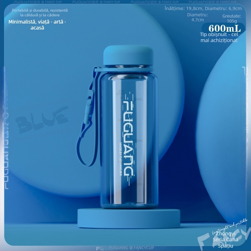Sticlă de apă pentru sport, capacitate mare, portabilă, rezistentă la temperaturi înalte, anti-cădere, din plastic