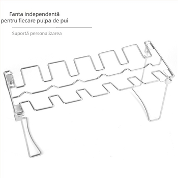 Suport pliabil din oțel inoxidabil pentru picioarele de pui, pentru camping BBQ, cu tigaie grill