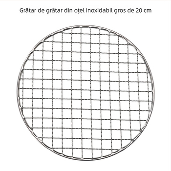 Grilă rotundă din oțel inoxidabil, diametru 20/22 cm, plasă groasă pentru grătar, pentru cărbune și lemn, plasă pentru infuzarea ceaiului