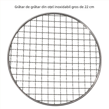Grilă rotundă din oțel inoxidabil, diametru 20/22 cm, plasă groasă pentru grătar, pentru cărbune și lemn, plasă pentru infuzarea ceaiului