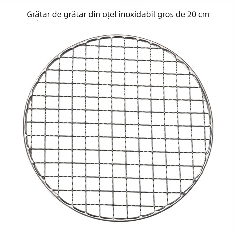 Grilă rotundă din oțel inoxidabil, diametru 20/22 cm, plasă groasă pentru grătar, pentru cărbune și lemn, plasă pentru infuzarea ceaiului