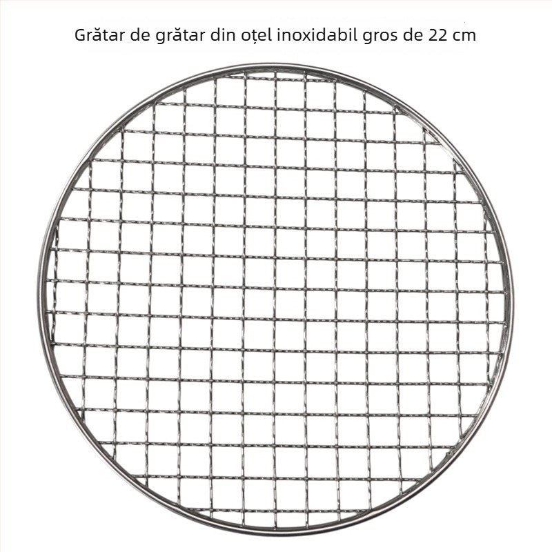 Grilă rotundă din oțel inoxidabil, diametru 20/22 cm, plasă groasă pentru grătar, pentru cărbune și lemn, plasă pentru infuzarea ceaiului