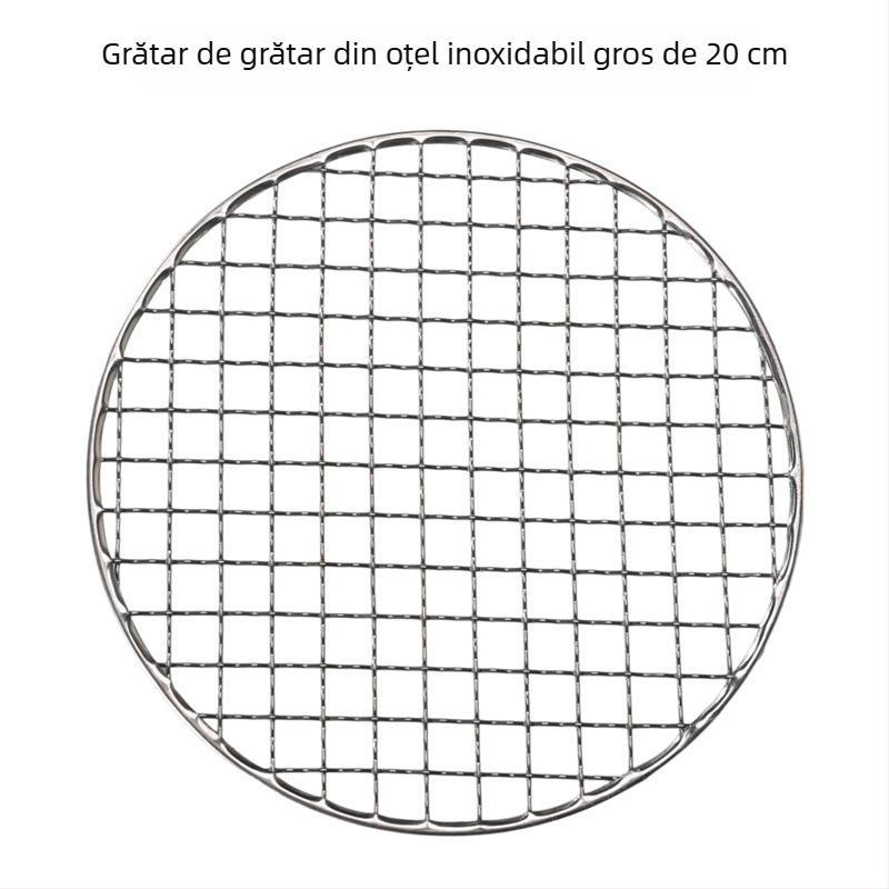 Grilă rotundă din oțel inoxidabil, diametru 20/22 cm, plasă groasă pentru grătar, pentru cărbune și lemn, plasă pentru infuzarea ceaiului