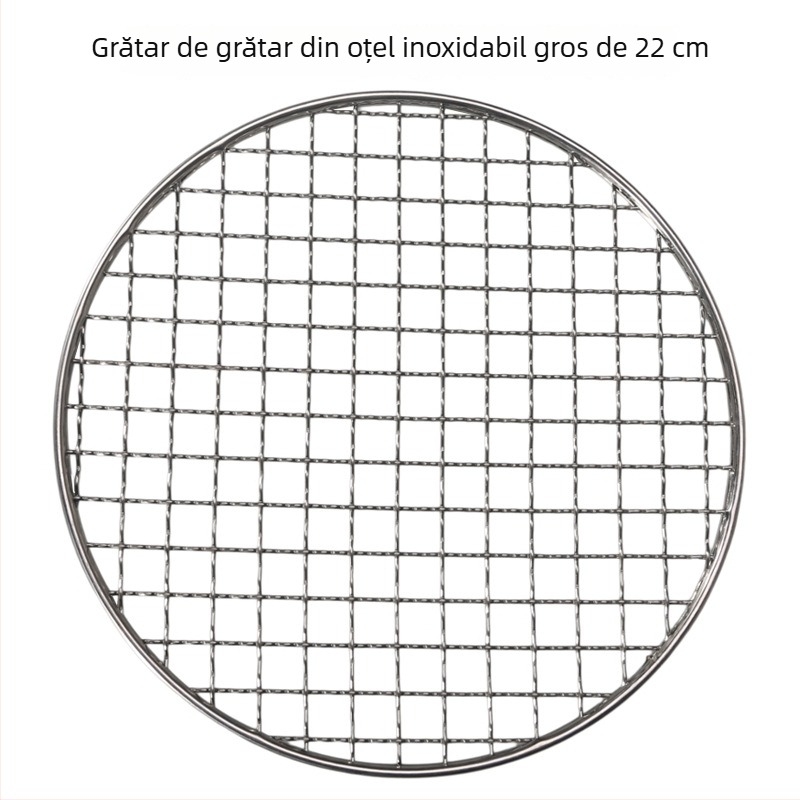 Grilă rotundă din oțel inoxidabil, diametru 20/22 cm, plasă groasă pentru grătar, pentru cărbune și lemn, plasă pentru infuzarea ceaiului