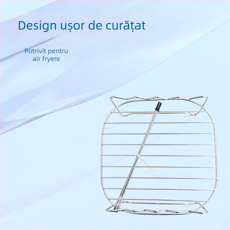 Gril din oțel inoxidabil pentru friteuza cu aer, cu două niveluri pentru aburire și coacere, suport de răcire și frigărui