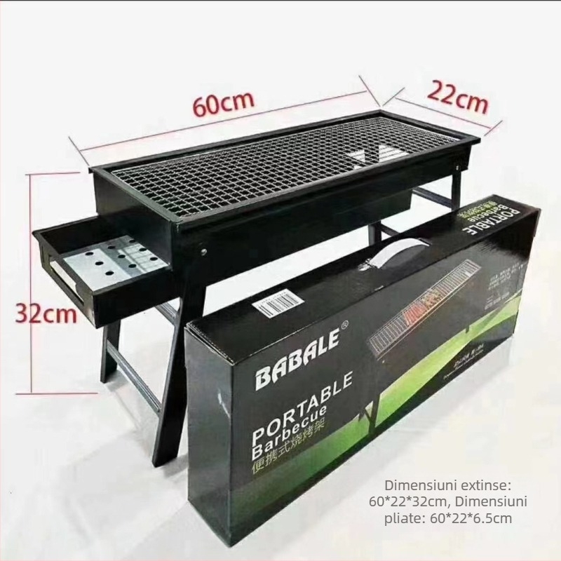 Grill BBQ portabil pentru exterior, din oțel inoxidabil ultra-gros, set complet de unelte pentru familie și sârmă din oțel inoxidabil