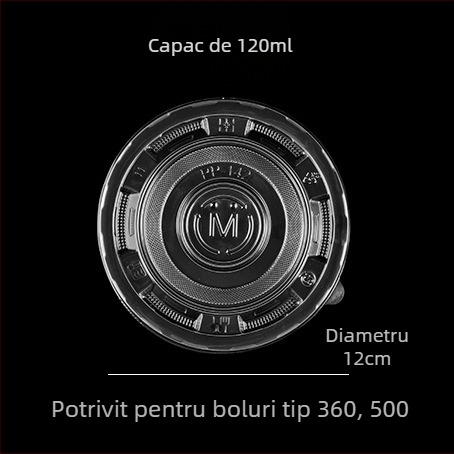 Vasuri de unică folosință, circulare, cu pereți îngroșați, pentru takeout și supe cu tăiței, din plastic, set de dimensiuni variate