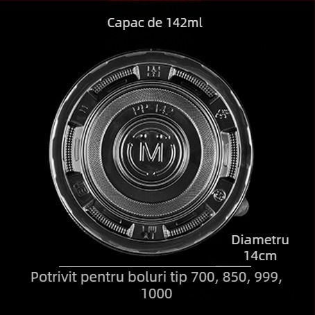 Vasuri de unică folosință, circulare, cu pereți îngroșați, pentru takeout și supe cu tăiței, din plastic, set de dimensiuni variate