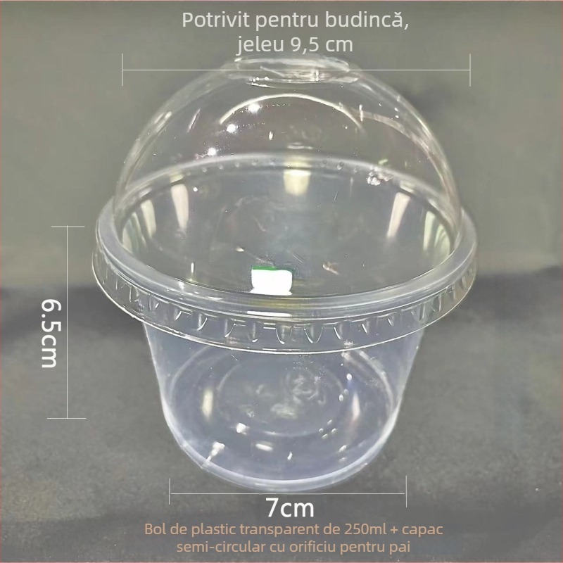 Vasuri de unică folosință, circulare, cu pereți îngroșați, pentru takeout și supe cu tăiței, din plastic, set de dimensiuni variate