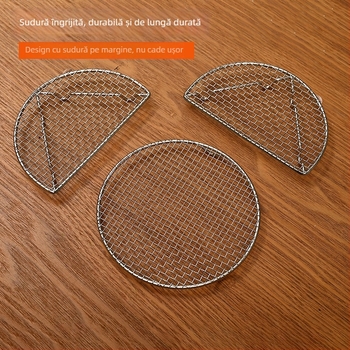 Grătar circular din oțel inoxidabil, cu picioare, pentru grătar cu cărbune, accesoriu pentru ceai