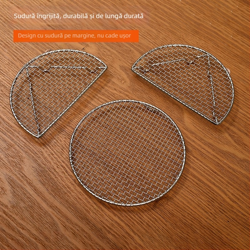 Grătar circular din oțel inoxidabil, cu picioare, pentru grătar cu cărbune, accesoriu pentru ceai