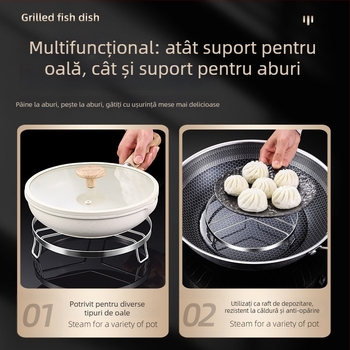 Raft de aburi din oțel inoxidabil pentru uz casnic – raft universal pentru abur pentru chifle, tigăi și oală sub presiune