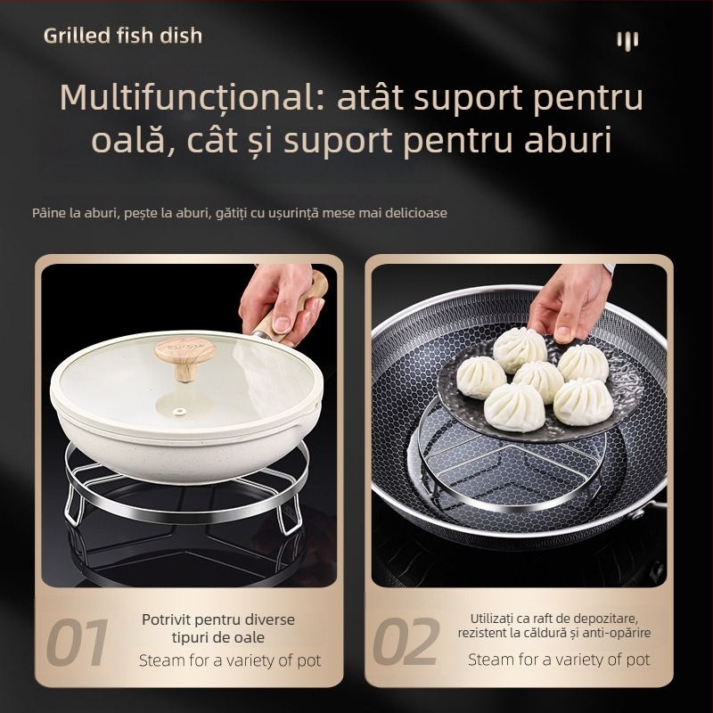 Raft de aburi din oțel inoxidabil pentru uz casnic – raft universal pentru abur pentru chifle, tigăi și oală sub presiune