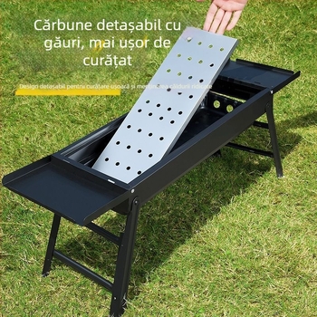 Grill portabil cu cărbune pliabil pentru uz casnic și în aer liber, suport pentru cărbune de camping, aragaz de grătar, model nou întărit