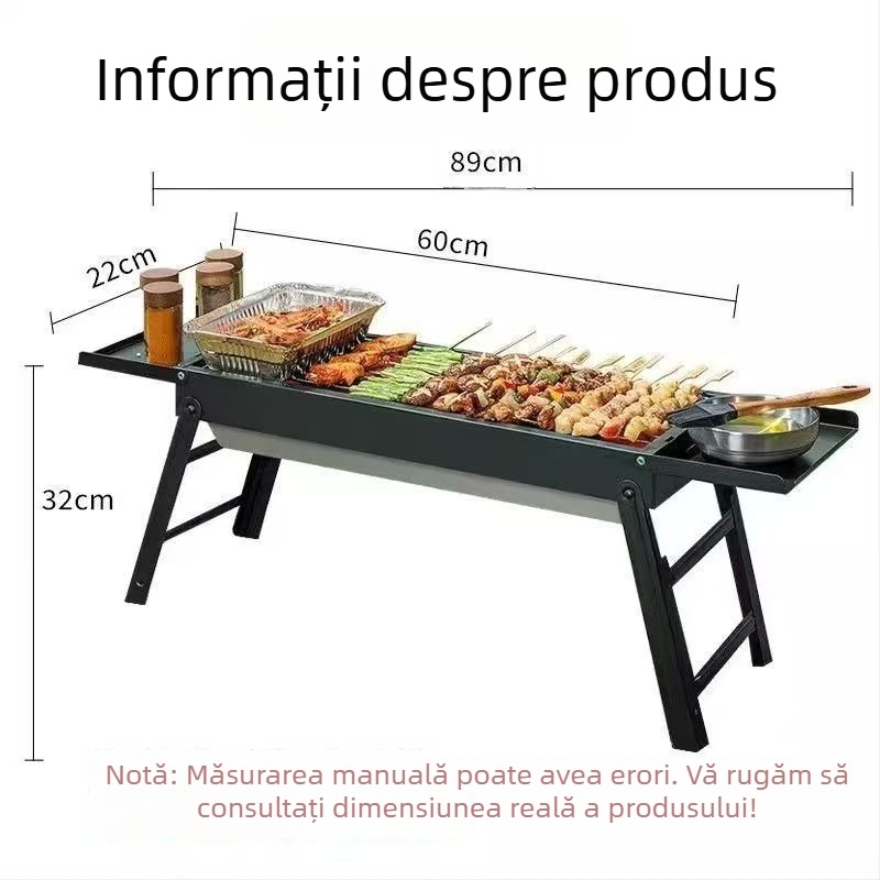 Grill portabil cu cărbune pliabil pentru uz casnic și în aer liber, suport pentru cărbune de camping, aragaz de grătar, model nou întărit