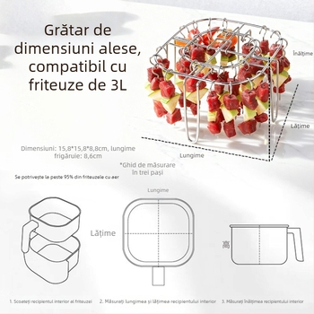 Grătar vertical pentru friteuză cu aer, cu frigărui din oțel inoxidabil 304