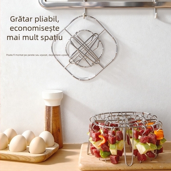 Grătar vertical pentru friteuză cu aer, cu frigărui din oțel inoxidabil 304